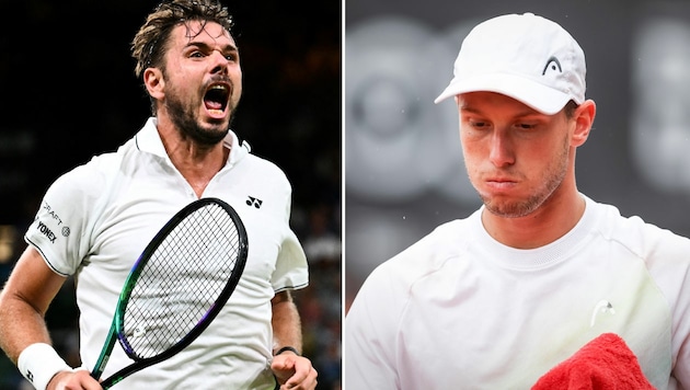 Stan Wawrinka (re.) gewinnt in Umag gegen Filip Misolic klar in zwei Sätzen. (Bild: APA/AFP/SEBASTIEN BOZON, GEPA pictures, krone.at-kreativ)