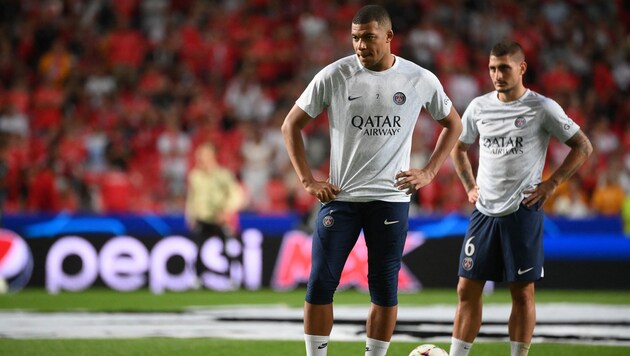 Marco Verratti (rechts) neben Kylian Mbappe (Bild: APA/AFP/FRANCK FIFE)