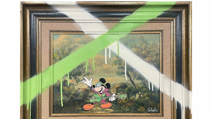 Mit seinen einzigartigen Interpretationen von Kultfiguren wie Mickey Mouse und dem rosaroten ...