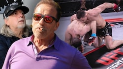 Steirische Power: MMA-Fighter Bogdan Grad (re.) nennt Arnold Schwarzenegger als Vorbild, Tattoo-Legende Mario Barth (li.) drückt bei der UFC-Gala die Daumen. (Bild: Christian Jauschowetz, Avant-Iconic, CFS, Krone KREATIV )