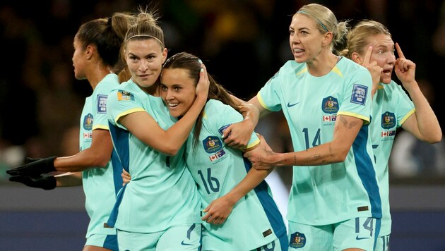 Australien bejubelt einen klaren 4:0-Sieg gegen Kanada. (Bild: Copyright 2023 The Associated Press. All rights reserved)