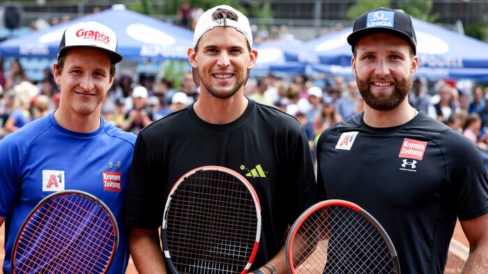 Adrian Pertl (li.), Dominic Thiem (mi.) und Marco Schwarz (re.)