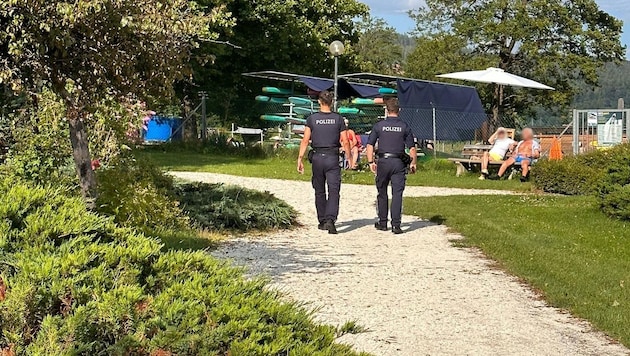 Polizei im Kurpark sorgte am Montag für Aufregung (Bild: zvg, Krone KREATIV)