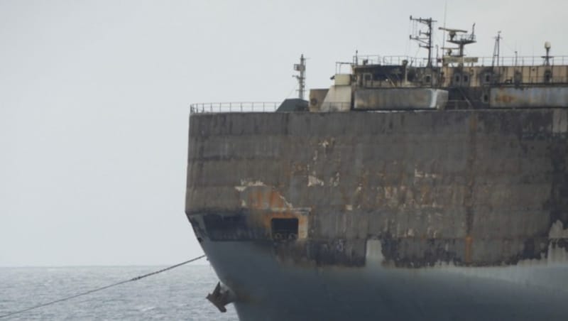 Der Frachter „Fremantle Highway“ im niederländischen Wattenmeer (Bild: AFP)