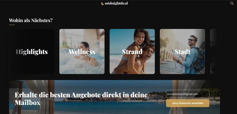 Um dieses Internet-Reisebüro geht es. (Bild: Screenshot/midnightdeal.com)