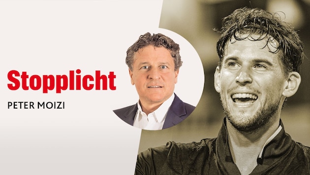 Peter Moizi schreibt in seiner Kolumne über das Karriereende von Dominic Thiem. (Bild: Krone KREATIV, APA/EXPA/STEFAN ADELSBERGER)