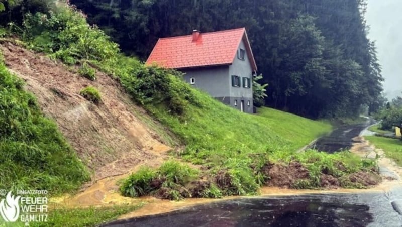 Mure in Gamlitz (Bezirk Leibnitz in der Steiermark). (Bild: Feuerwehr Gamlitz)