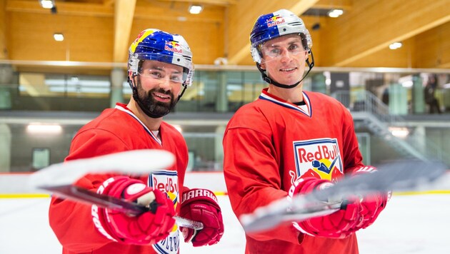 Neue Eisbullen-Legionäre: Ryan Murphy (li.) und Adam Payerl. (Bild: GEPA pictures/ Gintare Karpaviciute)