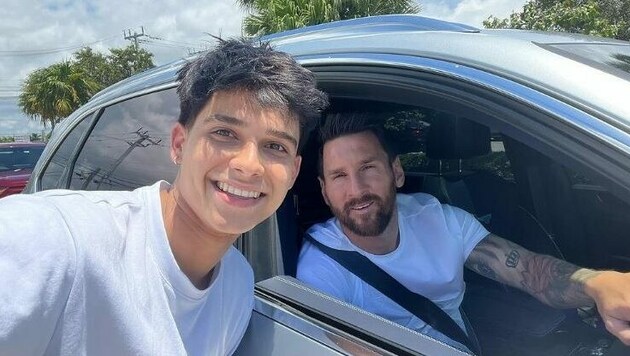 Lionel Messi mit dem glücklichen Miami-Fan (Bild: instagram.com/fabi.dhers)