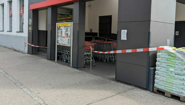 Ein Mitarbeiter hatte am Dienstag vor Geschäftsöffnung eine „nicht identifizierbare Spinne“ in einer Bananenschachtel gesehen. Das Tier wurde nie gefunden. (Bild: APA/FEUERWEHR KREMS)