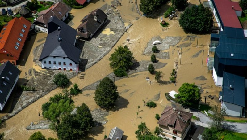 Die Grenzregion Dravograd - Mezica - Crna na Koroskem ist am schwersten betroffen. (Bild: AP)