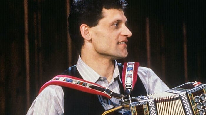 Franz Posch bei seiner ersten „Liabste Weis“ Sendung in Absam 1988.