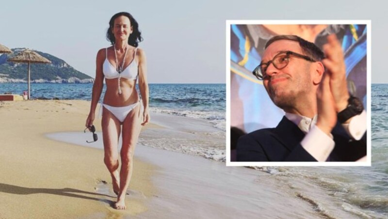 von links: Die ehemalige Grünen-Politikerin Eva Glawischnig im Griechenland-Urlaub und ihr ehemaliger Schulkollege, FPÖ-Chef Herbert Kickl (Bild: zVg/Uta Rojsek-Wiedergut, Krone KREATIV)