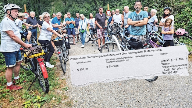 Das Radfahrverbot in der Lobau sorgt weiter für viel Aufregung. Nach einer Strafen-Orgie mit bis zu 350 Euro pro „Vergehen“ herrscht Wut, aber auch Verwirrung. (Bild: zVg Krone KREATIV)