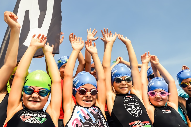 The Kids Aquathlon is a sporting pleasure for the children. (Bild: Austria Triathlon Podersdorf/ Jonas)