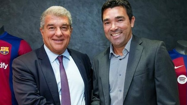 Barcelona-Präsident Joan Laporta und Deco (Bild: Facebook.com/fcbarcelona)