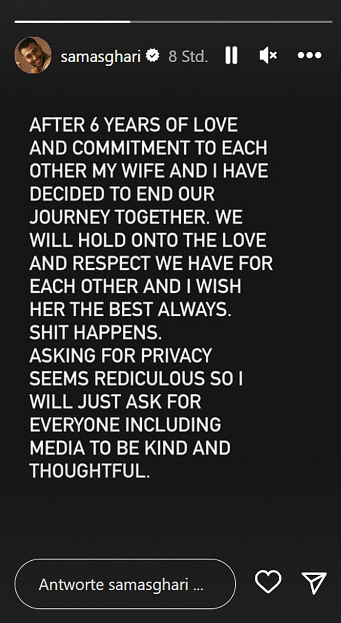In einem Statement bestätigt Sam Asghari das Ehe-Aus mit Britney Spears.