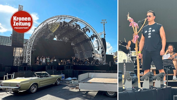 Andreas Gabalier beim Soundcheck gestern am Donnerstag im Tennisstadion in der Gamsstadt.