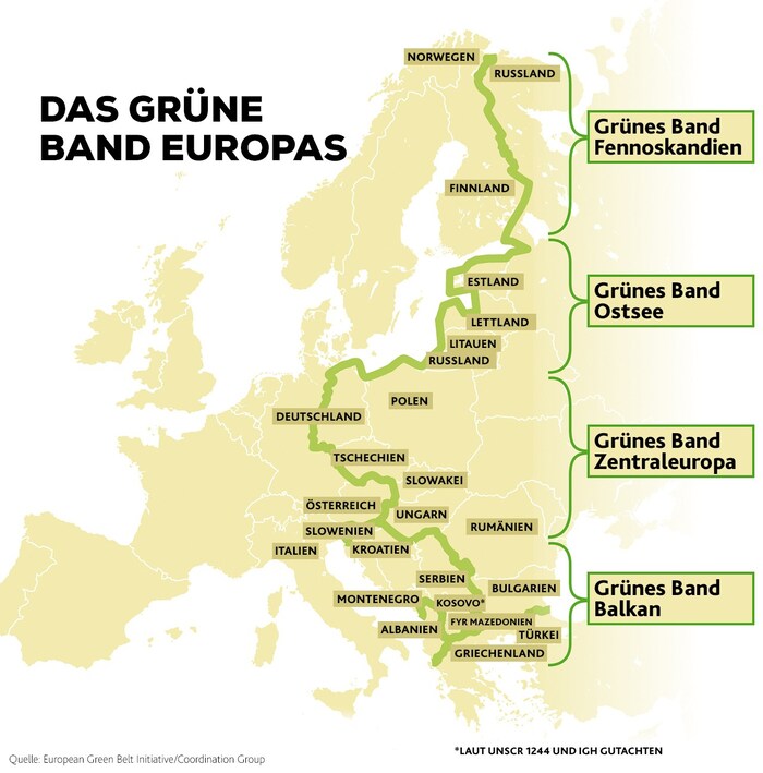 Das grüne Band erstreckt sich über eine Länge von fast 12.500 Kilometern quer duch Europa ...