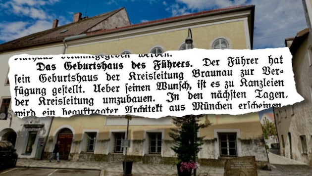 Der Archivfund des Filmemachers Günter Schwaiger stellt die aktuell geplante Nutzung von Hitlers Geburtshaus in Braunau infrage. (Bild: Christoph Hartner / OeNB/ANNO, Krone KREATIV)
