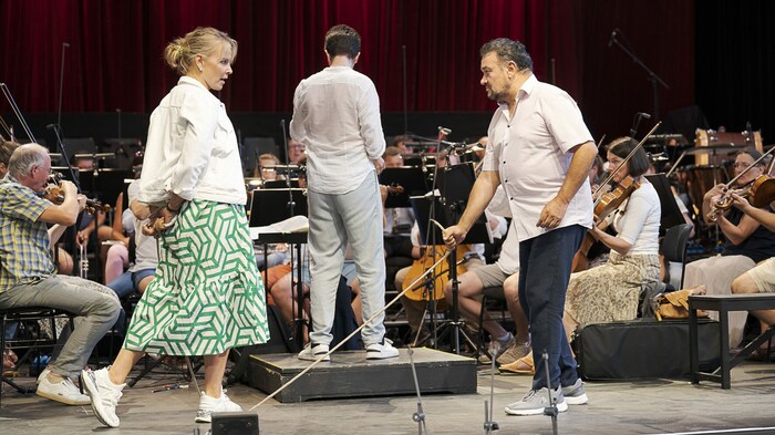 Elīna Garanča bei den Proben mit Ramon Vargas und dem Orchester der Bühnen Graz unter Markus ...