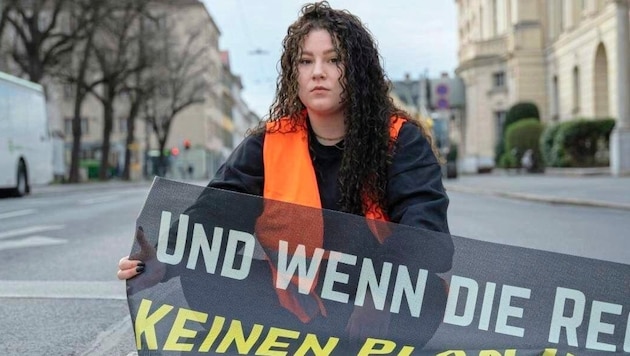 Klimakleberin Anna Freund in Graz (Bild: Lea Blagojevic)