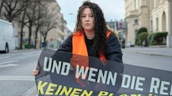 Klimakleberin Anna Freund in Graz (Bild: Lea Blagojevic)