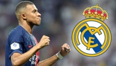 Real Madrid will Kylian Mbappe offenbar noch in diesem Transferfenster verpflichten. (Bild: APA/AFP/Charly TRIBALLEAU, krone.at-kreativ)