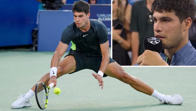 Carlos Alcaraz kämpfte nach dem Finale mit den Tränen. (Bild: AP, twitter.com/TennisTV)