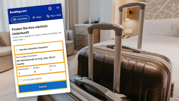 Für Reisende dürfte das Urteil nur begrenzte Wirkung haben: Booking.com hatte die Bestpreisklauseln im Europäischen Wirtschaftsraum heuer abgeschafft. (Bild: stock.adobe.com, Krone KREATIV)