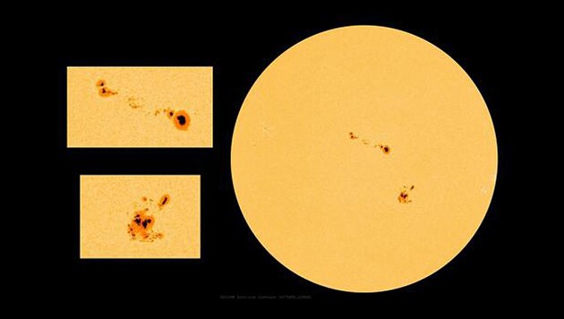 Sonnenflecken auf einer Aufnahme der NASA (Bild: NASA)