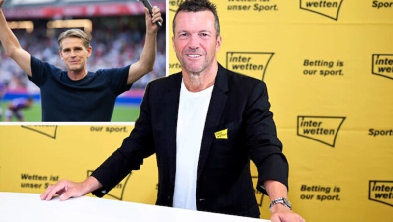 Lothar Matthäus spricht im krone.tv-Interview unter anderem über Christoph Freund (kleines Bild links oben). (Bild: Interwetten, GEPA)