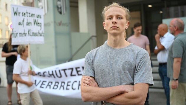 Thomas Ö. (18) setzt sich für das Klima auf die Straße. (Bild: Wenzel Markus)