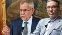 FPÖ-Chef Herbert Kickl ortet bei Bundespräsident Alexander Van der Bellen eine „undemokratische Positionierung“. (Bild: APA/HELMUT FOHRINGER, APA/ROLAND SCHLAGER, Krone KREATIV)