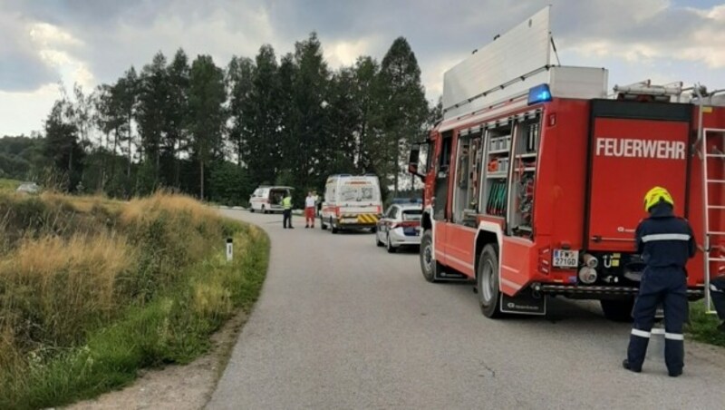 Die Autolenkerin wurde an der Unfallstelle versorgt. Das Mädchen wurde ins Spital geflogen. (Bild: FF Großschönau)