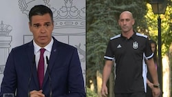 Spaniens Regierungschef Pedro Sanchez, Fußball-Verbandschef Luis Rubiales (Bild: AFP / SID)