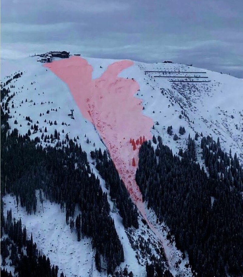 In diesem Areal auf der Schmittenhöhe löste sich das riesige Schneebrett. (Bild: Lawinenwarndienst)