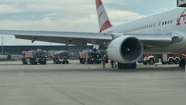 Ein „Krone“-Leser hat kurz nach der Landung diese Fotos von der betroffenen Boeing 767-300 gemacht. (Bild: „Krone“-Leserreporter)