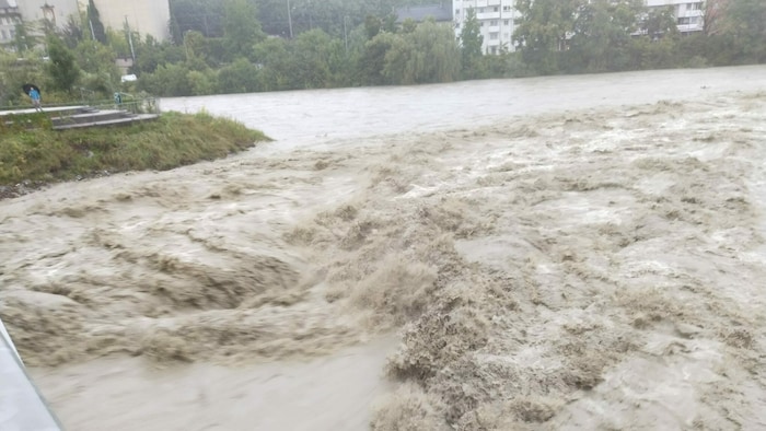 Die Sill bei der Einmündung in den Inn bei Innsbruck.