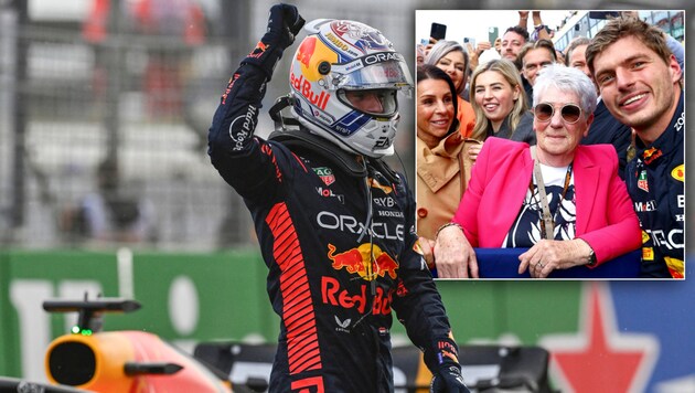Selfie mit der Oma für Zandvoort-Sieger Max Verstappen (Bild: APA/AFP/JOHN THYS, Instagram/f1)