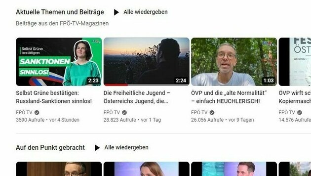 Ein Hetz-Video der jungen Freiheitlichen sorgt für Kritik - geteilt wurde es über den Partei-Kanal FPÖ TV. (Bild: Screenshot/YouTube.com/@fpoetv)