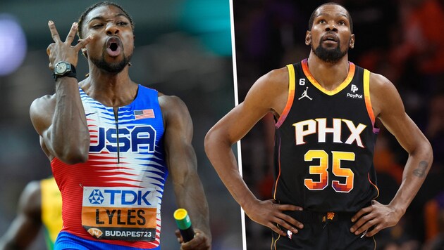 Noah Lyles verärgerte die NBA-Stars rund um Kevin Durant. (Bild: APA/Getty Images via AFP/GETTY IMAGES/Christian Petersen, AP)