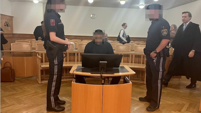 Der 21-Jährige im Landesgericht Wien. Er hat einen Trafikanten in der U-Bahn fast tot geprügelt.