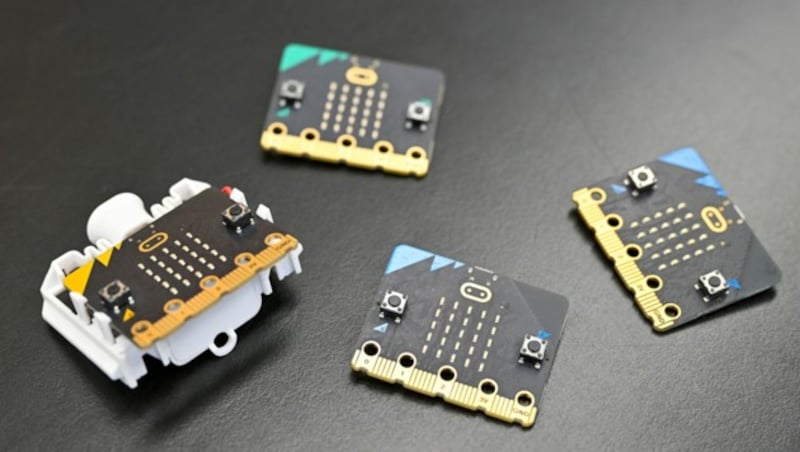 Diesen Einplatinencomputer, ein sogenannter micro:bit, bekommt jedes Kind, das den missimo-Truck betritt. (Bild: Harald Dostal)