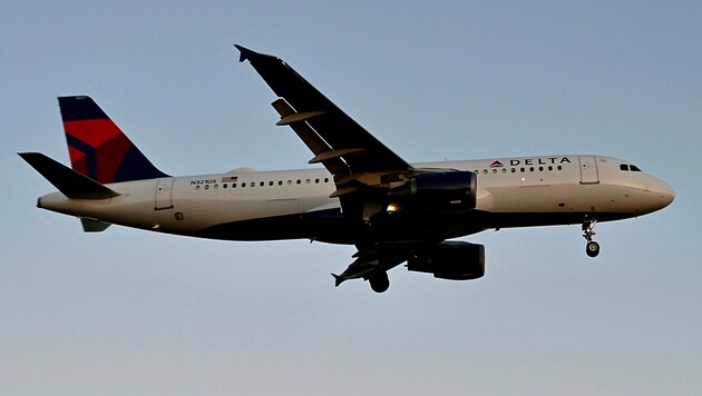 Delta Havayollarına ait bir uçak baş üstü bölmesindeki kurtçuklar nedeniyle geri dönmek zorunda kaldı (sembolik görüntü). (Bild: APA/AFP/Daniel SLIM)