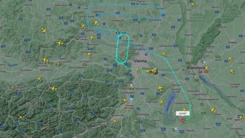 Die aktuelle Flugroute Stand Mittwoch, 17:46 Lokalzeit (Bild: Flightradar)