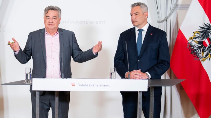 Kanzler Karl Nehammer (ÖVP) und Vizekanzler Werner Kogler (Grüne) brauchen für ihre vorgestellte ...