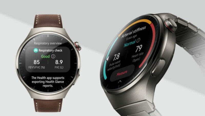 Wer kräftig in die Uhr hustet, erfährt, wie es um die eigenen Atemwege bestellt ist. (Bild: Huawei, Krone KREATIV)