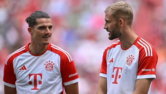 Im Juli noch zusammen bei den Bayern: Marcel Sabitzer (li.) und Konrad Laimer. (Bild: GEPA pictures)