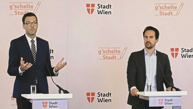 Bildungsdirektor Heinrich Himmer (SPÖ) und Stadt-Vize Christoph Wiederkehr (Neos). (Bild: Zwefo)